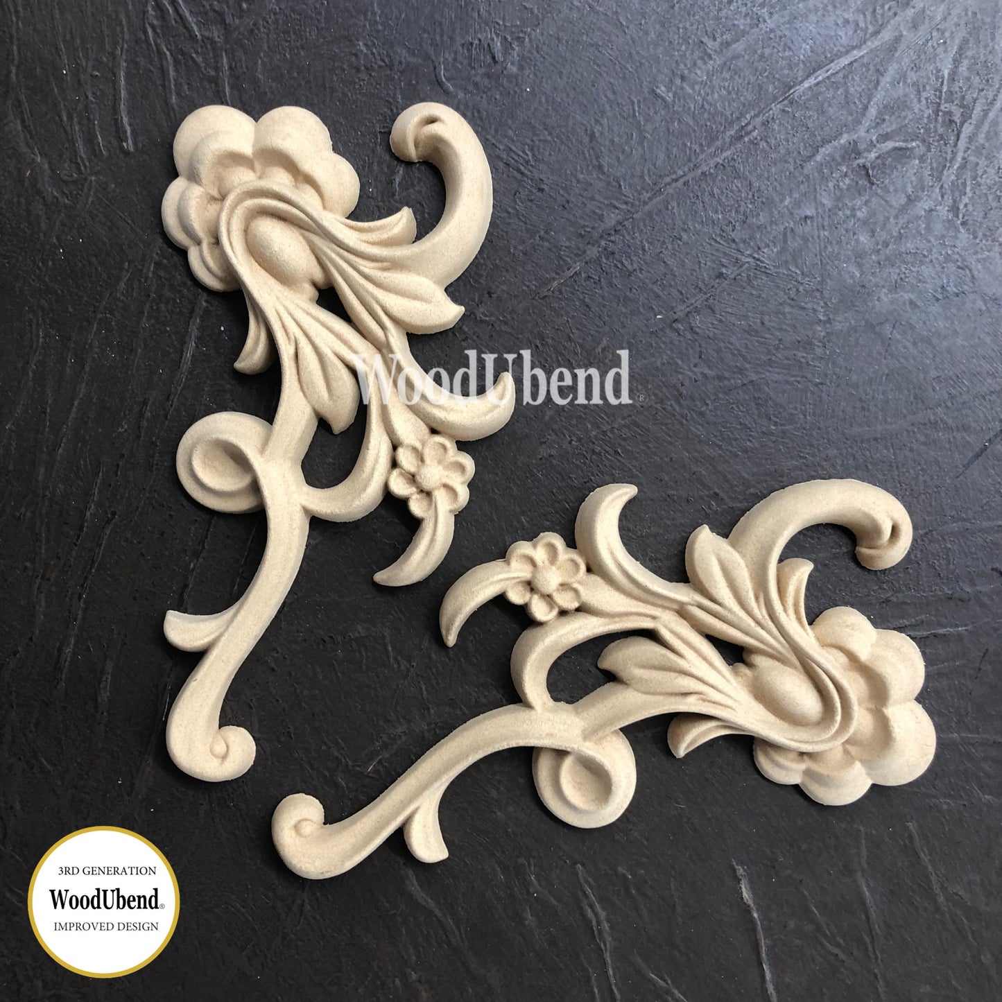 WUB1388-9 Decorative Floral Scroll Set 6.30″ x 3.15″