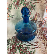 Load image into Gallery viewer, MCM Empoli Style Blue Blown Glass Squat 7” Decanter Bottle with Glasses Set