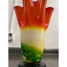 Load image into Gallery viewer, Murano Style Cased Art Glass 12" Multi-color Handkerchief Blown Glass Vase