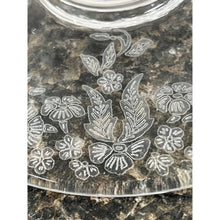 Load image into Gallery viewer, Pair of Vintage Martinsville Etched Glass Teardrop Double Taper Candlestick Holders