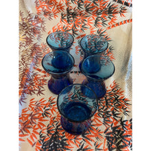 Load image into Gallery viewer, MCM Empoli Style Blue Blown Glass Squat 7” Decanter Bottle with Glasses Set