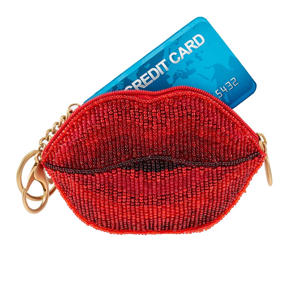 Mary Frances Accessories - XOXO Beaded Lips Coin Purse/Key Fob