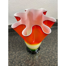 Load image into Gallery viewer, Murano Style Cased Art Glass 12" Multi-color Handkerchief Blown Glass Vase