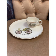 Load image into Gallery viewer, 1895-1903 Gold Trim Porcelain Lunch Set of 4 Antique Automobiles