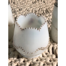 Load image into Gallery viewer, Antique Milk Glass Condiment Set Mustard Salt and Pepper Hand Painted