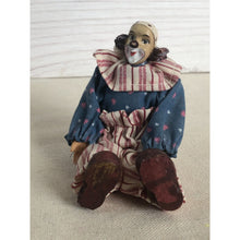 Load image into Gallery viewer, Vintage Hand Painted Clown Figurine Dressed in Hand Made Clothing