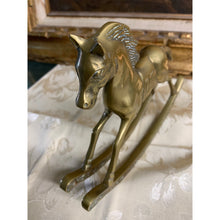Load image into Gallery viewer, Large Vintage Brass Rocking Horse