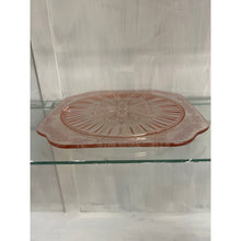 Load image into Gallery viewer, 1930s Jeanette Adam Pink Depression Glass Square Footed Serving Plate, Cake Plate