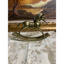 Load image into Gallery viewer, Large Vintage Brass Rocking Horse