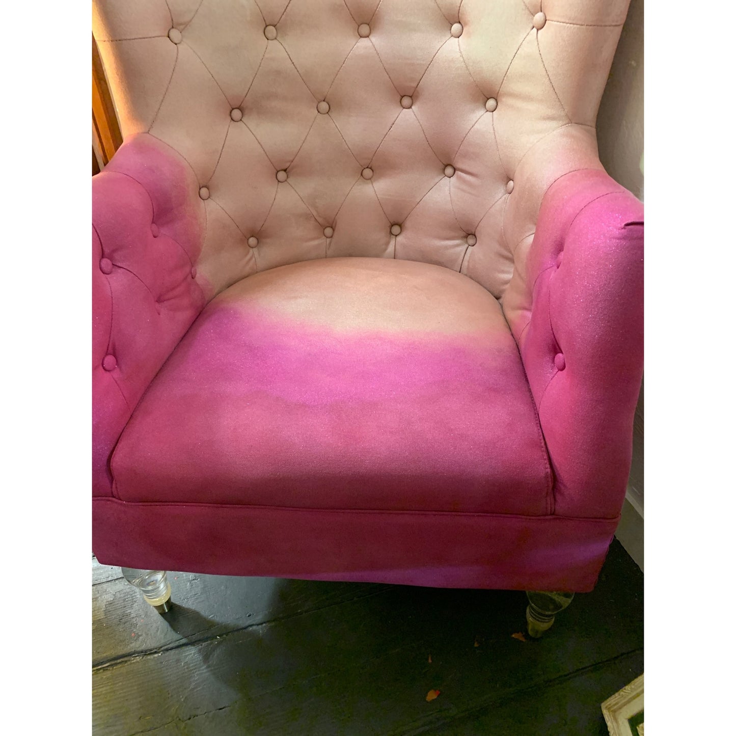 Pretty in Pink WingBack Chair with Acrylic Legs