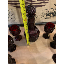 Load image into Gallery viewer, 1876 Avon Ruby Red Decanter and Small Goblets set of 6