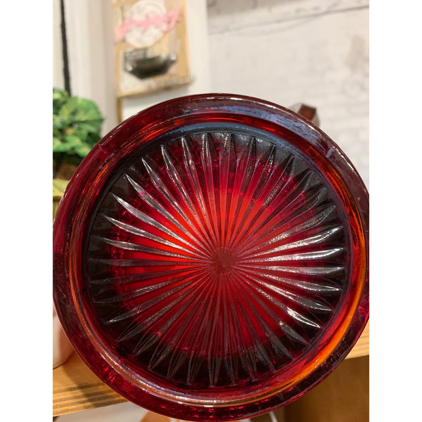 Vintage Tiara Constellation Sunset Red Glass Pitcher