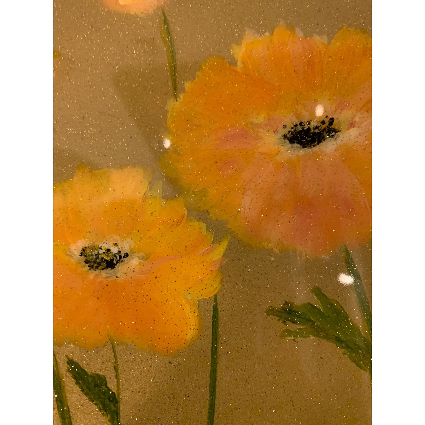 Hand Painted Poppies and Glitter Resin Hanging Wine Rack by Kimberly Boltemiller