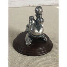 Load image into Gallery viewer, George Good Pewter Miniature Clown Laying On Back On Wood Base 2.25"