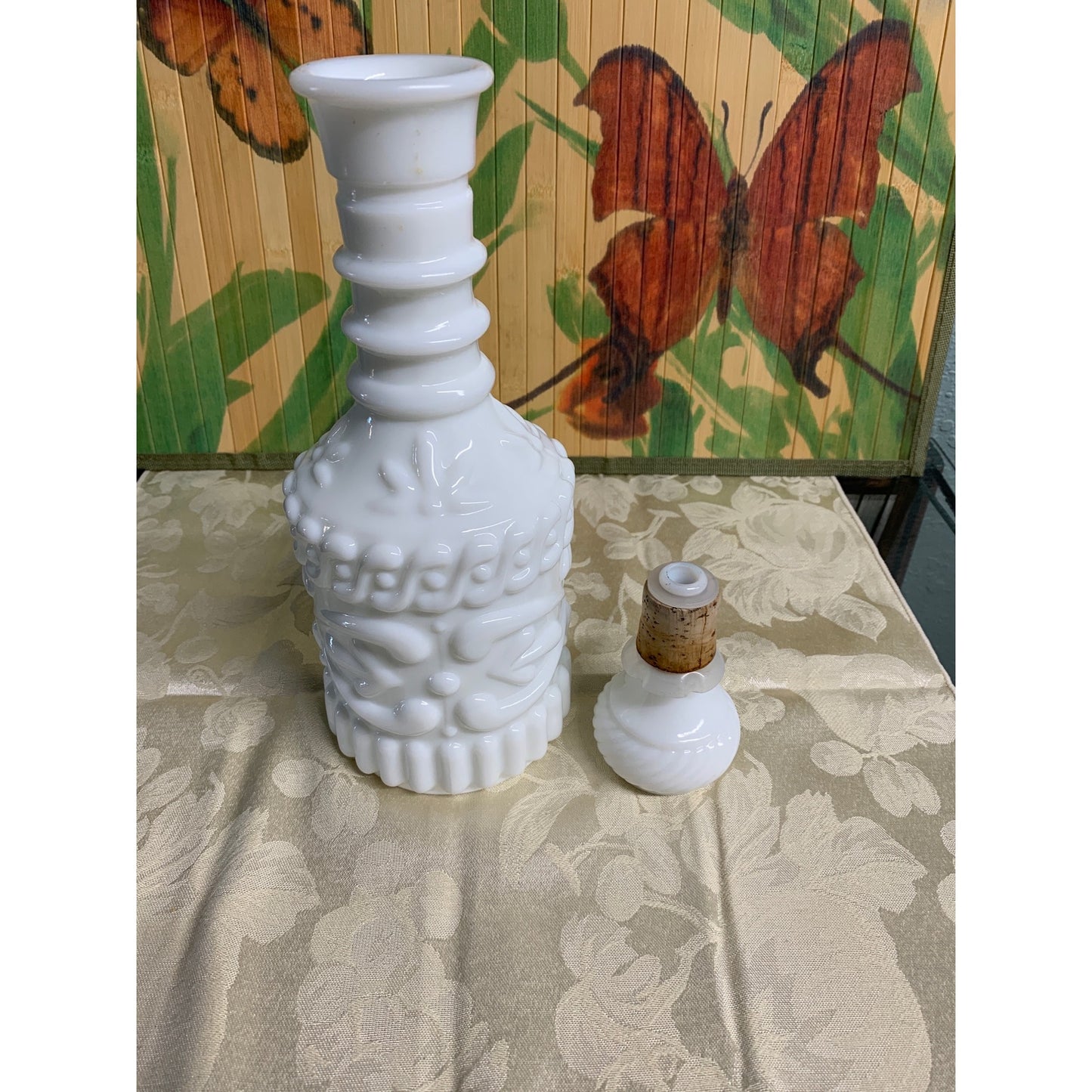 Vintage 60s Milk Glass Jim Beam Decanter