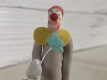 Load image into Gallery viewer, Folk Art Polymer Clay Clown Holding Flower Figurine Signed