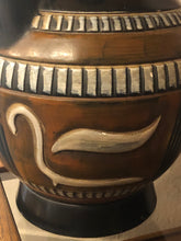 Load image into Gallery viewer, Vintage Dual Handle Pottery Jar Lamps w Cork Trim Shades