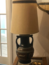 Load image into Gallery viewer, Vintage Dual Handle Pottery Jar Lamps w Cork Trim Shades