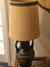 Load image into Gallery viewer, Vintage Dual Handle Pottery Jar Lamps w Cork Trim Shades