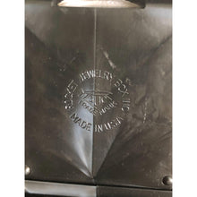 Load image into Gallery viewer, Vintage Signed Rocket Made USA Slate Gray and Gold Lucite and White Velvet Cameo Jewelry Box - empty