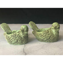 Load image into Gallery viewer, Stone Ceramic Green Bird Candle Tealight Holders (set of 2)