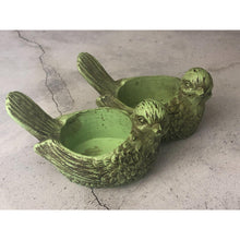Load image into Gallery viewer, Stone Ceramic Green Bird Candle Tealight Holders (set of 2)