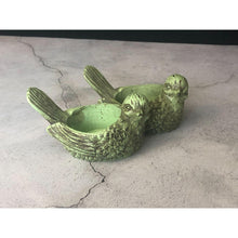 Load image into Gallery viewer, Stone Ceramic Green Bird Candle Tealight Holders (set of 2)
