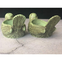 Load image into Gallery viewer, Stone Ceramic Green Bird Candle Tealight Holders (set of 2)