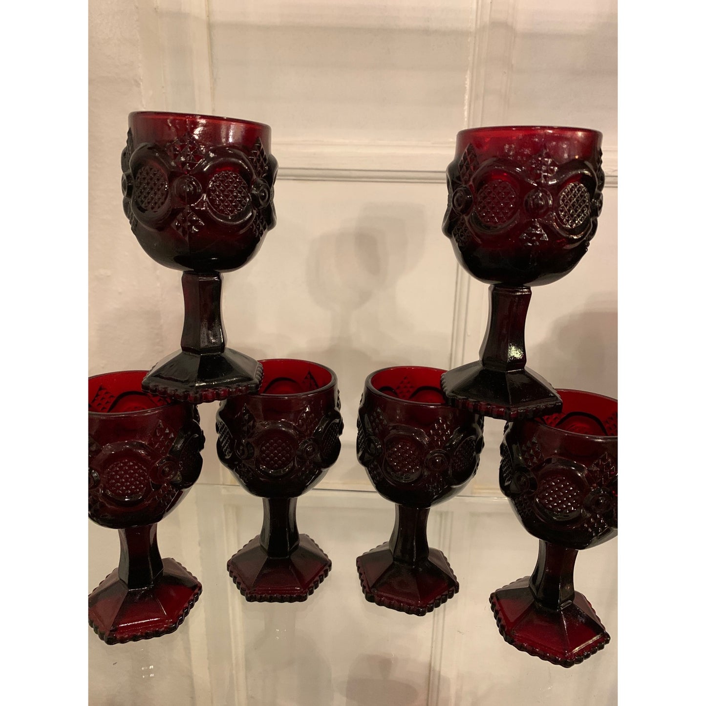 6 small Avon Cape Cod Goblets