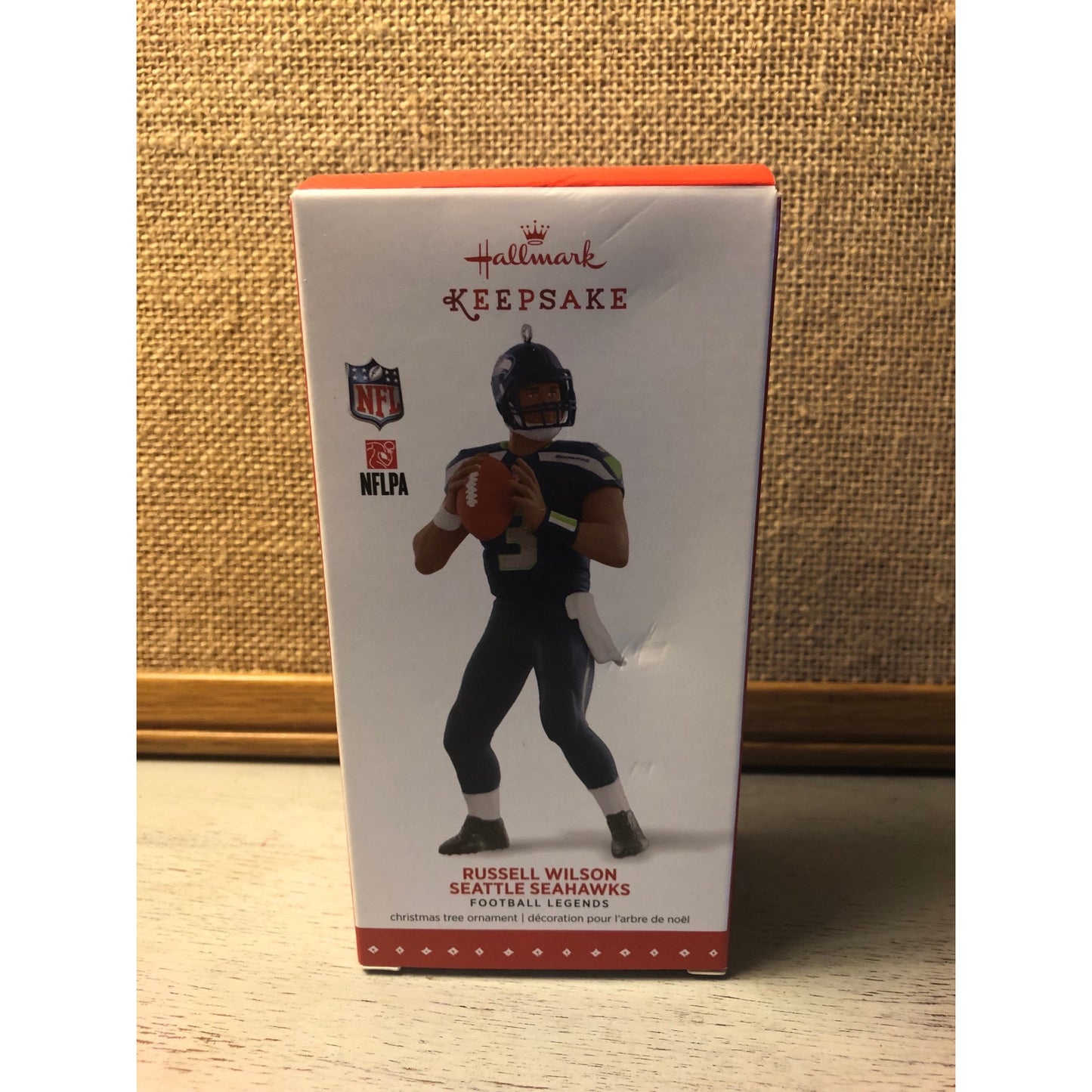 2015 Russell Wilson SEATTLE SEAHAWKS Hallmark Keepsake Ornament NFL Football In Box