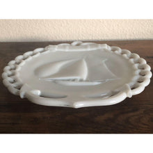 Load image into Gallery viewer, Vintage 1970s Westmoreland Milk Glass Yacht Sailboat with Anchor Plate, Collectible Glass