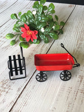 Load image into Gallery viewer, Miniature Dollhouse Metal Park Bench and Toy Wagon with Handle Set
