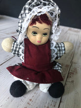 Load image into Gallery viewer, Hubao Miniature Set of Two Porcelain Bisque Dolls Boy and Girl in Burgundy