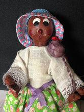 Load image into Gallery viewer, Vintage Mexico Souvenir Oil Cloth Dolls, Mexican Folk Art Doll Set with Straw Sombreros, Spanish Man & Woman Cultural Dolls, Unique Couple