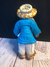 Load image into Gallery viewer, Vintage Mexico Souvenir Oil Cloth Dolls, Mexican Folk Art Doll Set with Straw Sombreros, Spanish Man & Woman Cultural Dolls, Unique Couple