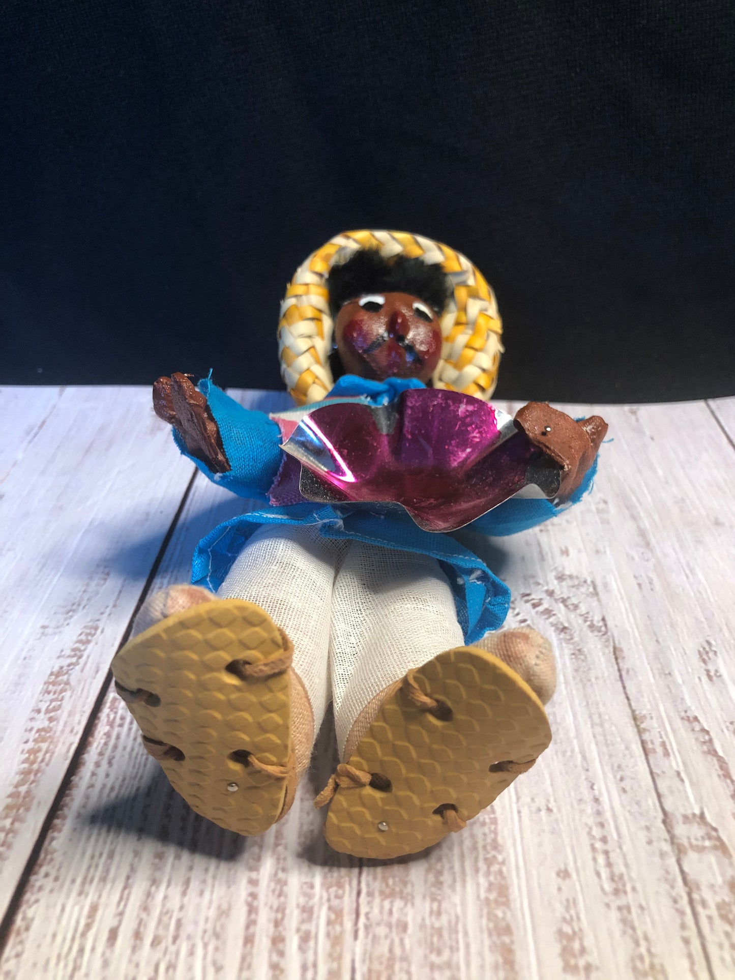 Vintage Mexico Souvenir Oil Cloth Dolls, Mexican Folk Art Doll Set with Straw Sombreros, Spanish Man & Woman Cultural Dolls, Unique Couple