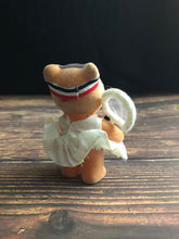 Load image into Gallery viewer, Vintage Flocked Tennis Bear Red, White and Blue