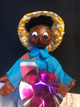 Load image into Gallery viewer, Vintage Mexico Souvenir Oil Cloth Dolls, Mexican Folk Art Doll Set with Straw Sombreros, Spanish Man & Woman Cultural Dolls, Unique Couple