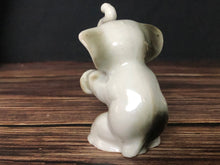 Load image into Gallery viewer, High Gloss Porcelain Elephant Sitting Trunk Up with Pink Ears Made in Japan