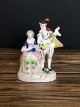 Load image into Gallery viewer, Vintage Occupied Japan Colonial Couple Playing Music Figurine, Porcelain Colonial Couple