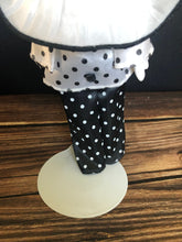 Load image into Gallery viewer, Vintage Porcelain Bisque Pierrot Mime Harlequin Crying Clown on Metal Doll Stand
