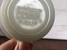 Load image into Gallery viewer, Pyrex White Milk Glass Copper Filigree Coffee Cups, Mid Century Milk Glass Pyrex Coffee Mugs (set of 2)