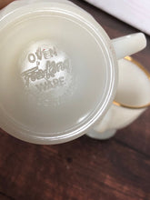 Load image into Gallery viewer, 1950s Fire King Gold Swirl Anniversary Cream & Sugar Bowls, MCM Vintage Milk Glass Set, Gold Trim Milk Glass, Vintage Anchor Hocking