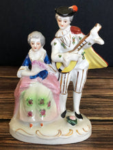 Load image into Gallery viewer, Vintage Occupied Japan Colonial Couple Playing Music Figurine, Porcelain Colonial Couple