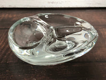 Load image into Gallery viewer, Mid Century Modern Thick Hand Blown Three 3 Chamber Crystal Clear Glass Dish from Action International, MCM Heavy Glass Dish