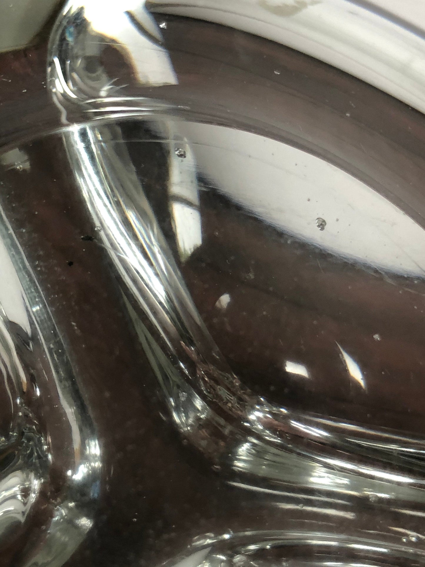 Mid Century Modern Thick Hand Blown Three 3 Chamber Crystal Clear Glass Dish from Action International, MCM Heavy Glass Dish