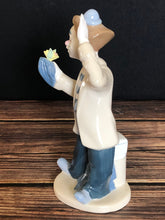 Load image into Gallery viewer, Desako Porcelain Clown Magician With Bisque Flowers Figurine 1993 Mexico