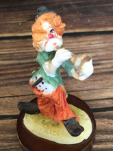 Load image into Gallery viewer, Vintage 1984 Pucci Hobo Clown Figurine Playing Trumpet, Clown Bauble, Clown and Trumpet Statue