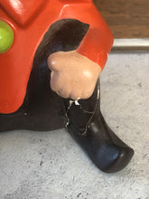 Load image into Gallery viewer, 70s Ceramic Hand Painted and Signed Shelf Sitter Pixie Elf, Garden Art Pixie Elf