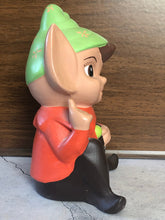 Load image into Gallery viewer, 70s Ceramic Hand Painted and Signed Shelf Sitter Pixie Elf, Garden Art Pixie Elf